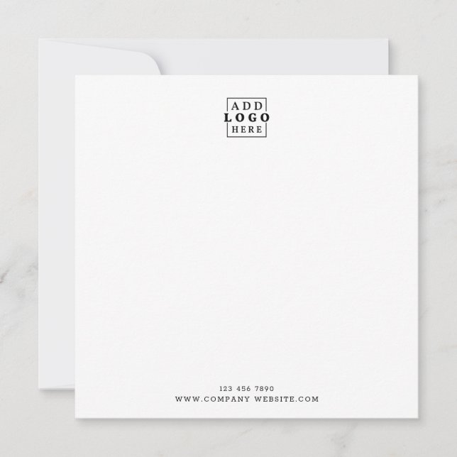 Business Logo Company Contact Minimalist Square Note Card (Front)