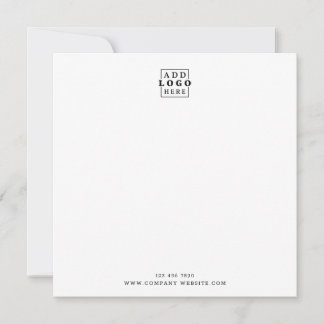 Business Logo Company Contact Minimalist Square Note Card