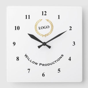Business Logo Company Corporation Square Wall Clock