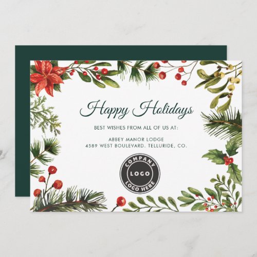 Business Logo Company Employees Christmas Holiday Card