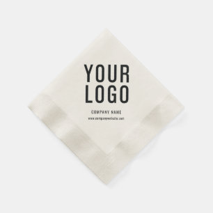 Business Logo Company Event Minimalist Ecru Napkins