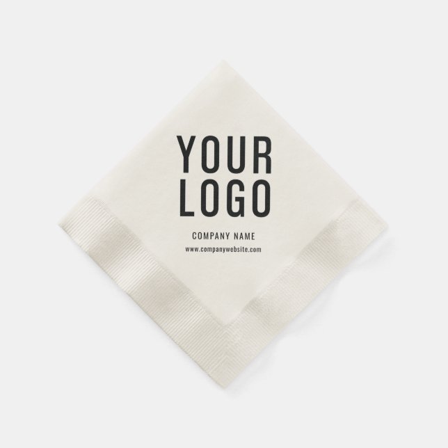 Business Logo Company Event Minimalist Ecru  Napkins (Corner)