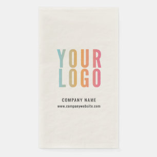 Business Logo Company Event Minimalist Ecru Paper Guest Towels
