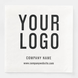 Business Logo Company Event Minimalist White Paper Dinner Napkins