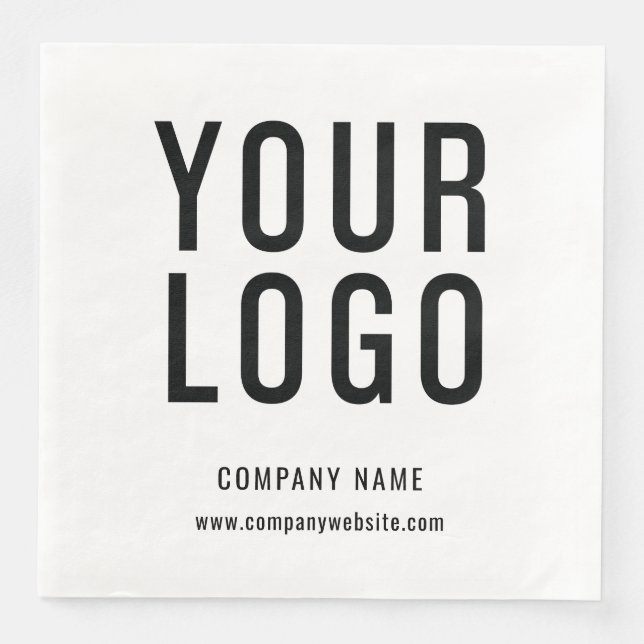 Business Logo Company Event Minimalist White Paper Dinner Napkins (Front)
