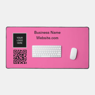 Business logo Company Hot Pink QR Code Desk Mat