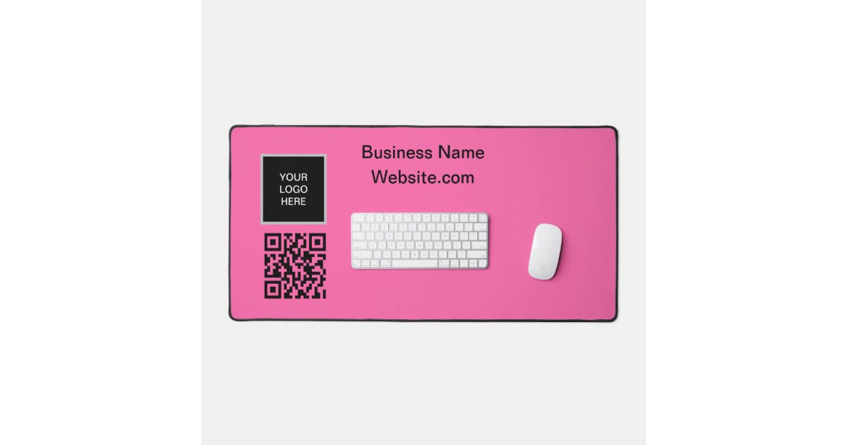 Business logo Company Hot Pink QR Code Desk Mat | Zazzle