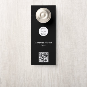 Business Logo Company Hotel Resort QR Code Black Door Hanger
