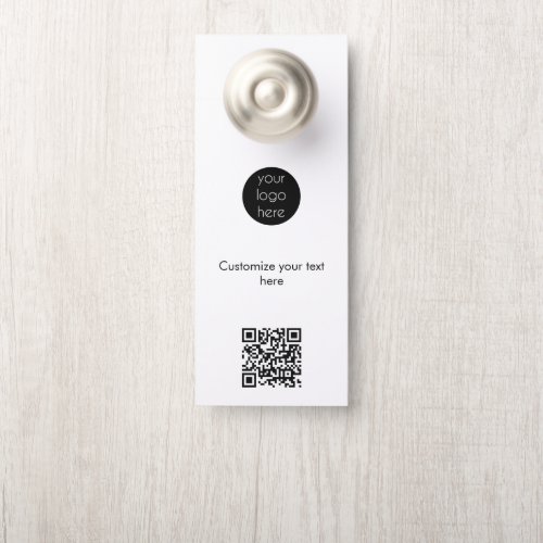 Business Logo Company Hotel Resort QR Code Text Door Hanger
