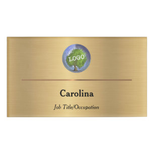 Business Logo Company Magnetic Gold Name Tag