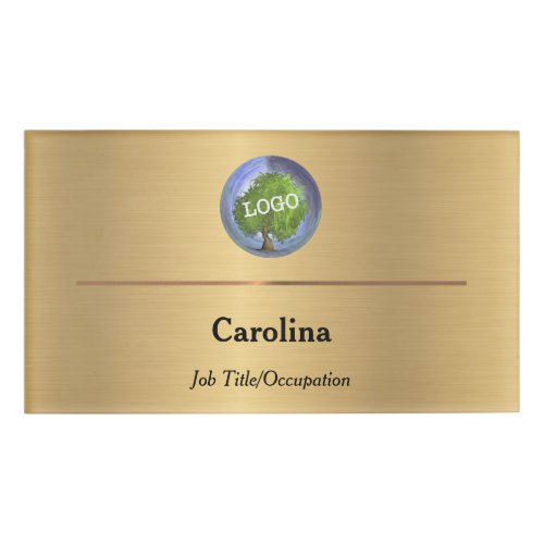 Business Logo Company Magnetic Gold Name Tag