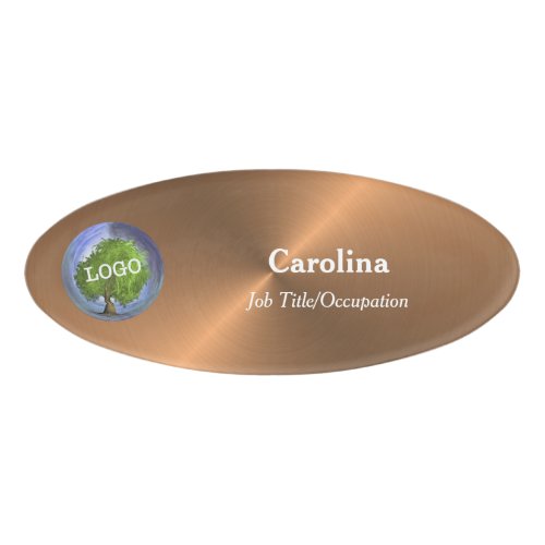 Business Logo Company Magnetic Oval Plastic Copper Name Tag
