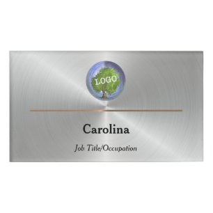 Business Logo Company Magnetic Silver Name Tag