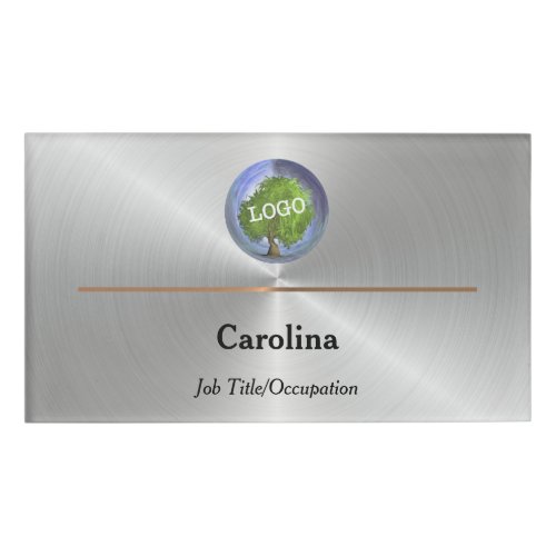 Business Logo Company Magnetic Silver Name Tag