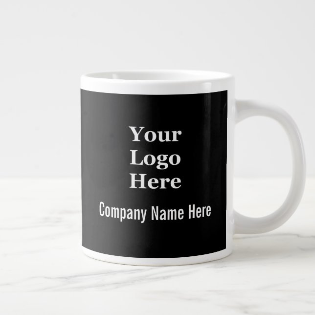 Business Logo Company Name Black and White Branded Giant Coffee Mug (Right)