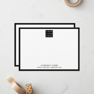 Business Logo Company Name Black Border 5x7 Note Card