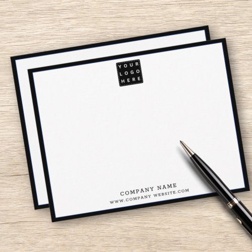 Business Logo Company Name Black Border Note Card