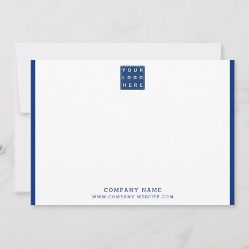 Business Logo Company Name Blue Side Border 5 x 7 Note Card