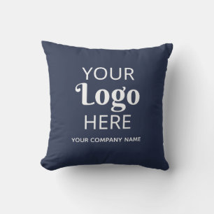 Business Logo Company Name Corporate Branded Blue Throw Pillow