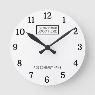 Business Logo Company Name Corporate Branded Round Clock