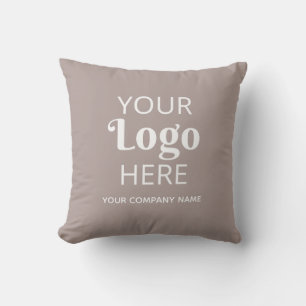 Business Logo Company Name Corporate Branded Taupe Throw Pillow