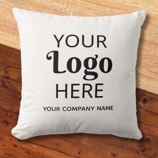 Business Logo Company Name Corporate Branded White Throw Pillow