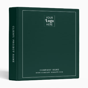 Business Logo Company Name Dark Emerald Green 3 Ring Binder