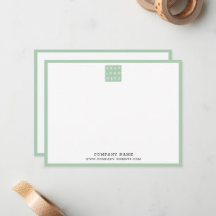 Business Logo Company Name Green Border Note Card