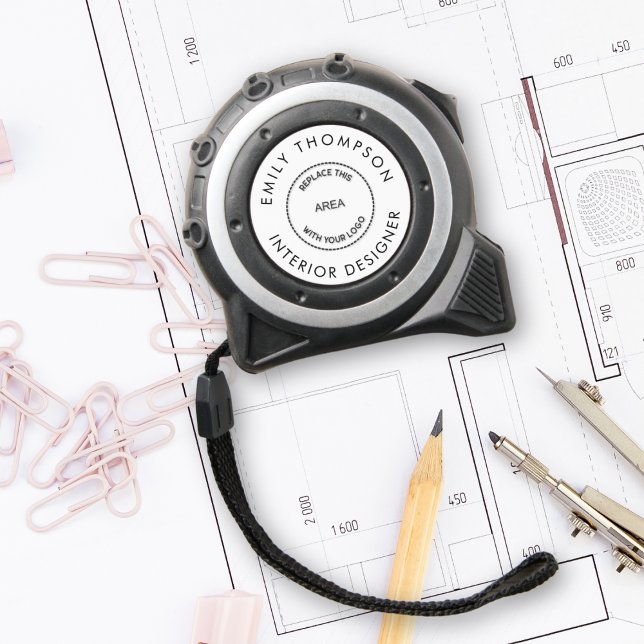 Business Logo Company Name Interior Designer Tape Measure (Easily personalise the words and add your logo. Click Edit further to make further changes)