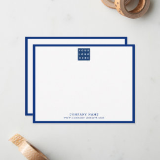 Business Logo Company Name Navy Blue Border Note Card