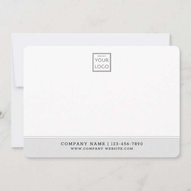 Business Logo Company Name Professional Photo Gray Note Card (Front)