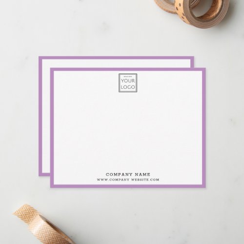 Business Logo Company Name Purple Border Note Card