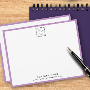 Business Logo Company Name Purple Border Note Card
