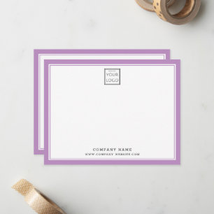 Business Logo Company Name Purple Two Border Note Card