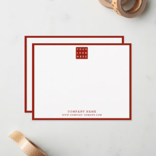 Business Logo Company Name Red Border Note Card