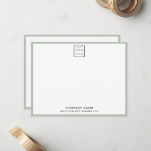 Business Logo Company Name Sage Green Border Note Card