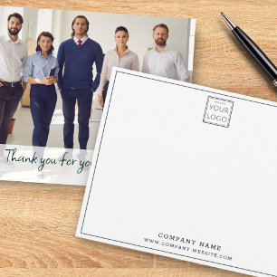 Business Logo Company Name Team Photo Thank you Note Card