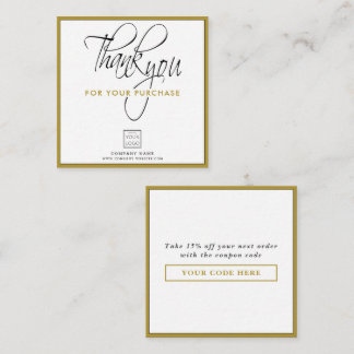 Business Logo Company Name Thank You Discount Gold Note Card