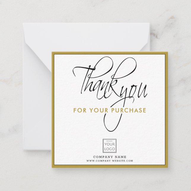 Business Logo Company Name Thank You For Purchase Note Card (Front)