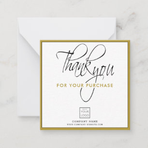 Business Logo Company Name Thank You For Purchase Note Card