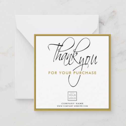 Business Logo Company Name Thank You For Purchase Note Card
