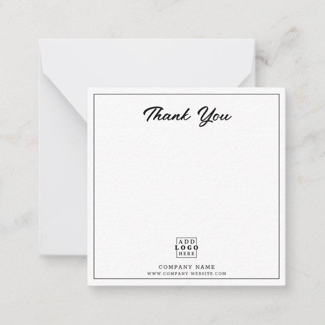 Business Logo Company Name Thank You Photo Note Card (Front)