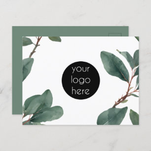 Business Logo Company Promotional Eucalyptus Holiday Postcard