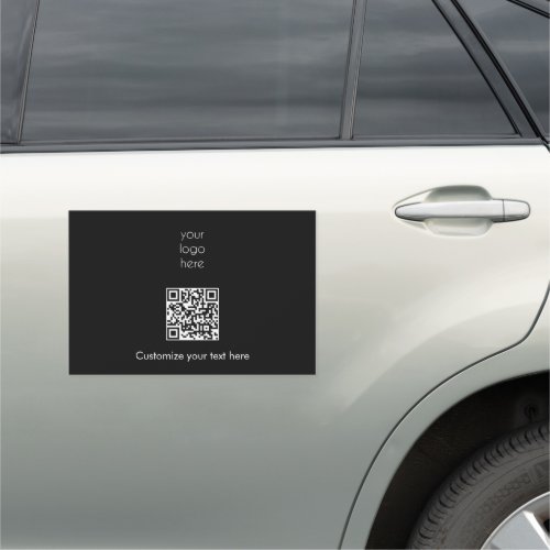 Business Logo Company Promotional QR Code Black Car Magnet