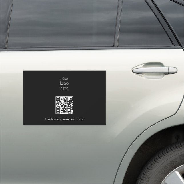 Business Logo Company Promotional QR Code Black Car Magnet (In Situ)