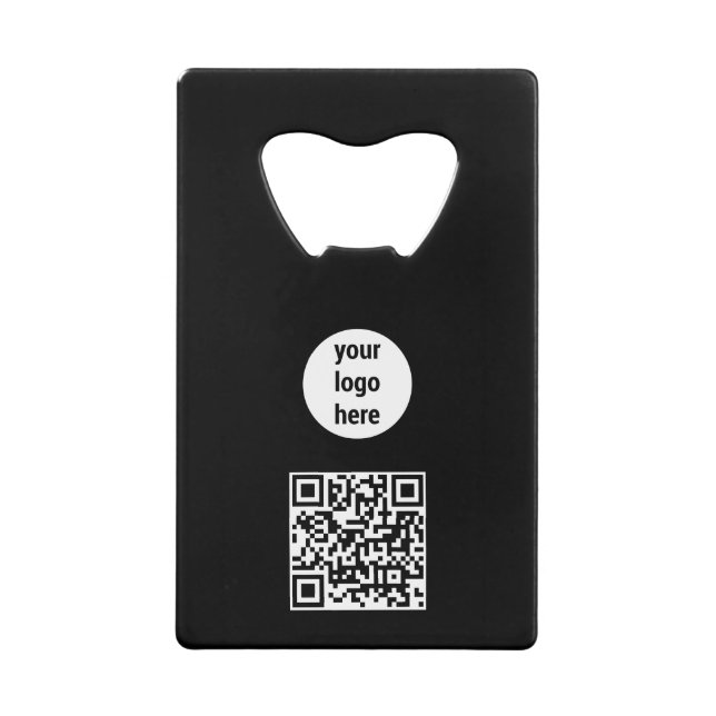 Business Logo Company Promotional QR Code Black Credit Card Bottle Opener (Front)