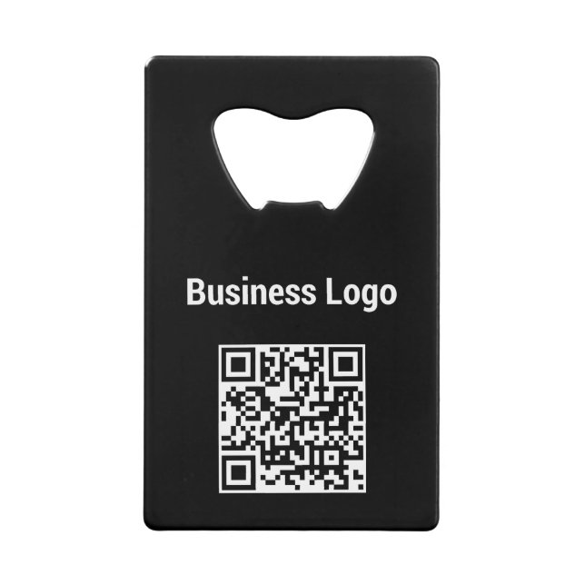 Business Logo Company Promotional QR Code Black Credit Card Bottle Opener (Front)