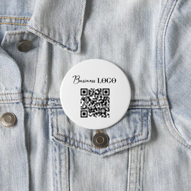 Business Logo Company Promotional QR Code Button | Zazzle