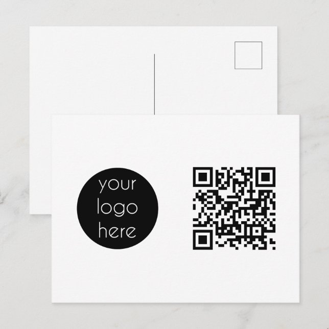 Business Logo Company Promotional QR Code Holiday Postcard (Front/Back)