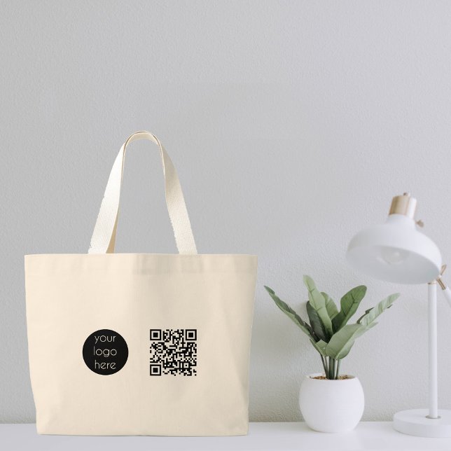 Business Logo Company Promotional QR Code Large Tote Bag (Creator Uploaded)